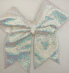 Sparkly White Glitter & Rainbow Rhinestone Hair Bows