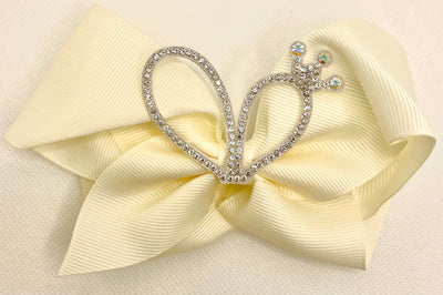 Red Cream Rhinestone Hair Bow