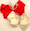 Red Cream Rhinestone Hair Bow