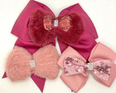 Pink Blush / Burgundy Hair Bows