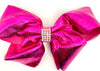 Pink Black Rhinestone Glitter Hair Bow