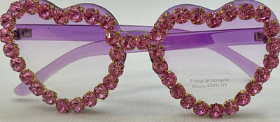 Black Cat Eye Purple Heart Rhinestone Sunglasses