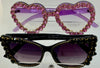 Black Cat Eye Purple Heart Rhinestone Sunglasses